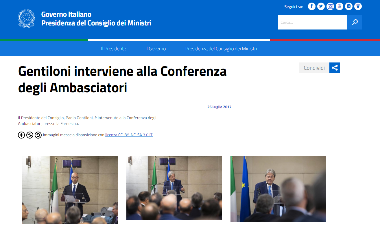 gallery di immagini con licenze CC - fonte: Governo.it